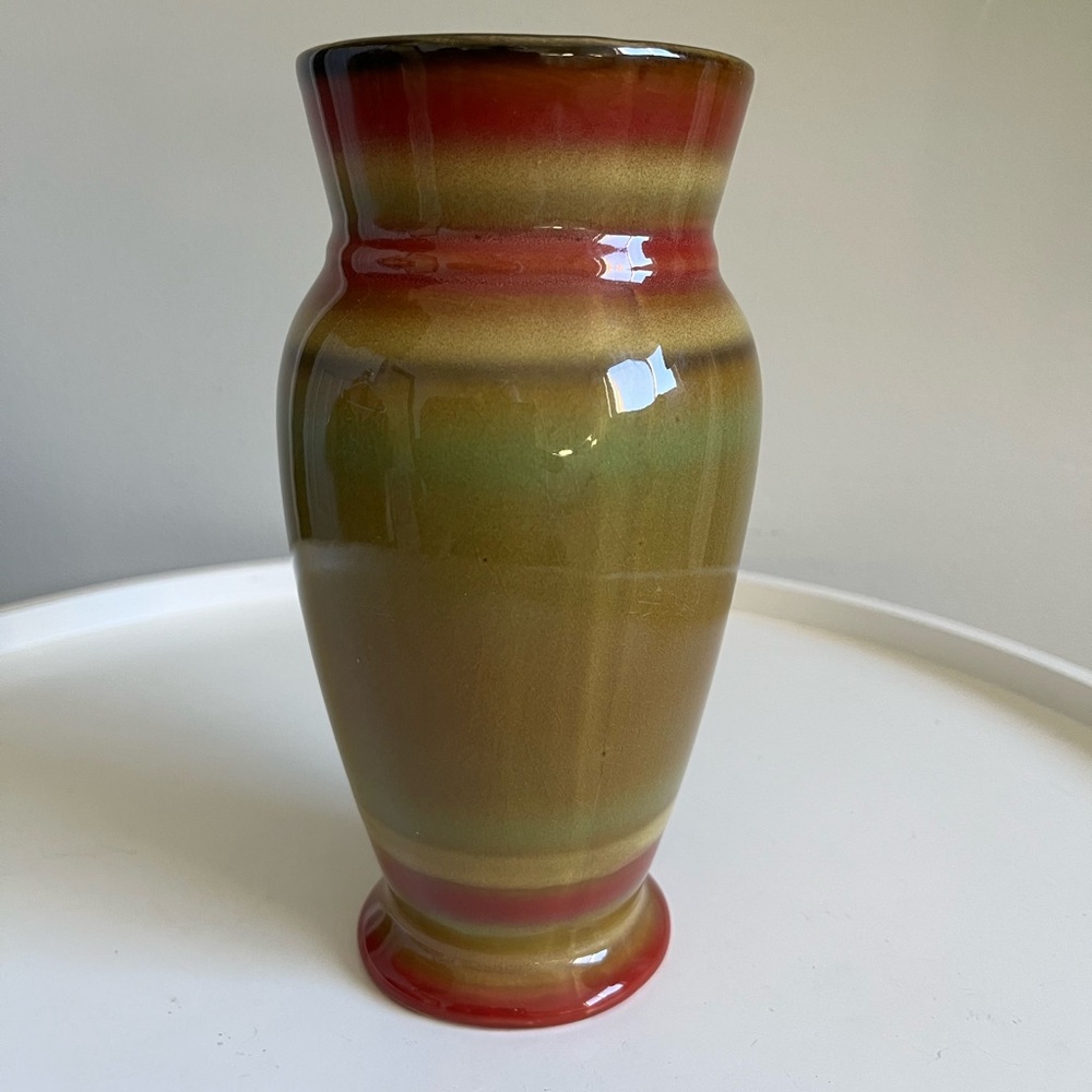 Vintage Ceramic Pottery Earth Tones Gloss Vase - Picture 2 of 9